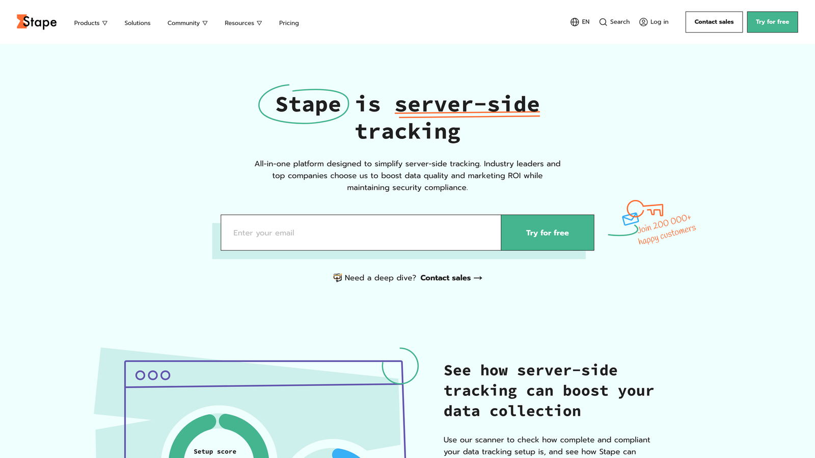 Screenshot of Stape website homepage