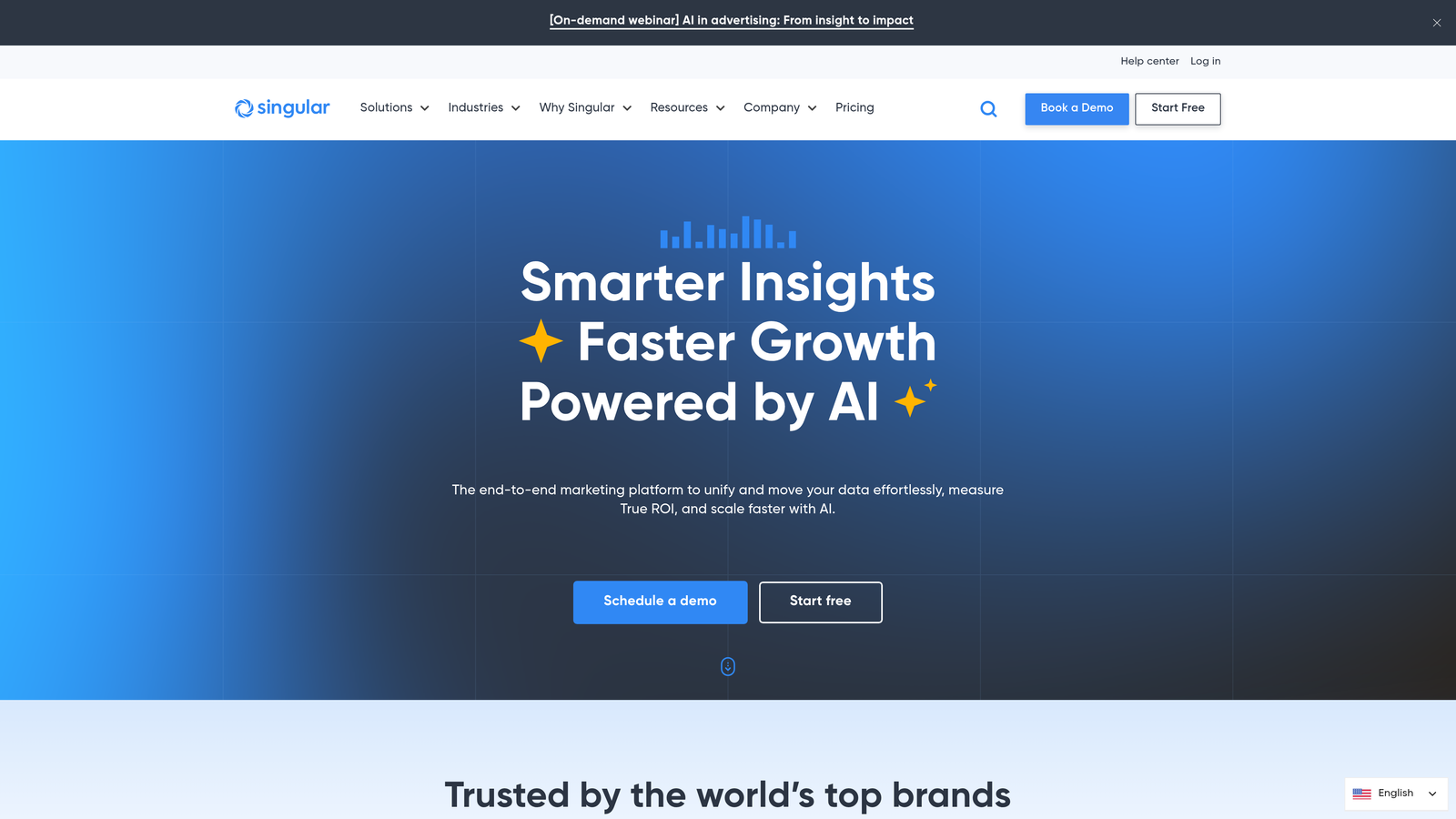 Screenshot of Singular website homepage