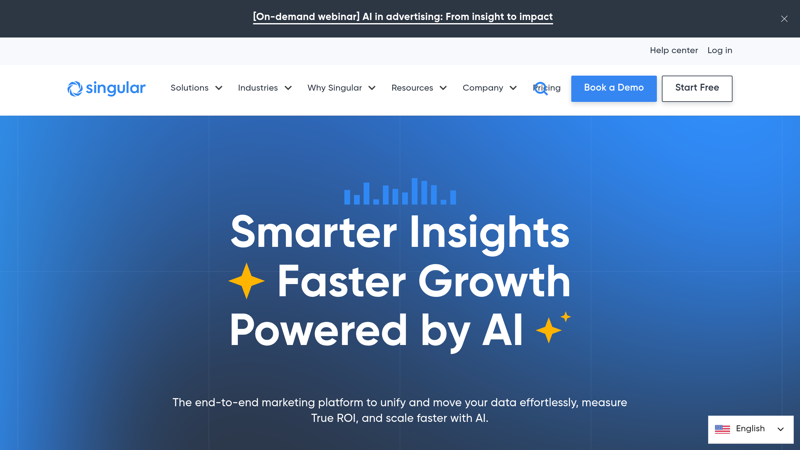 Screenshot of Singular website homepage