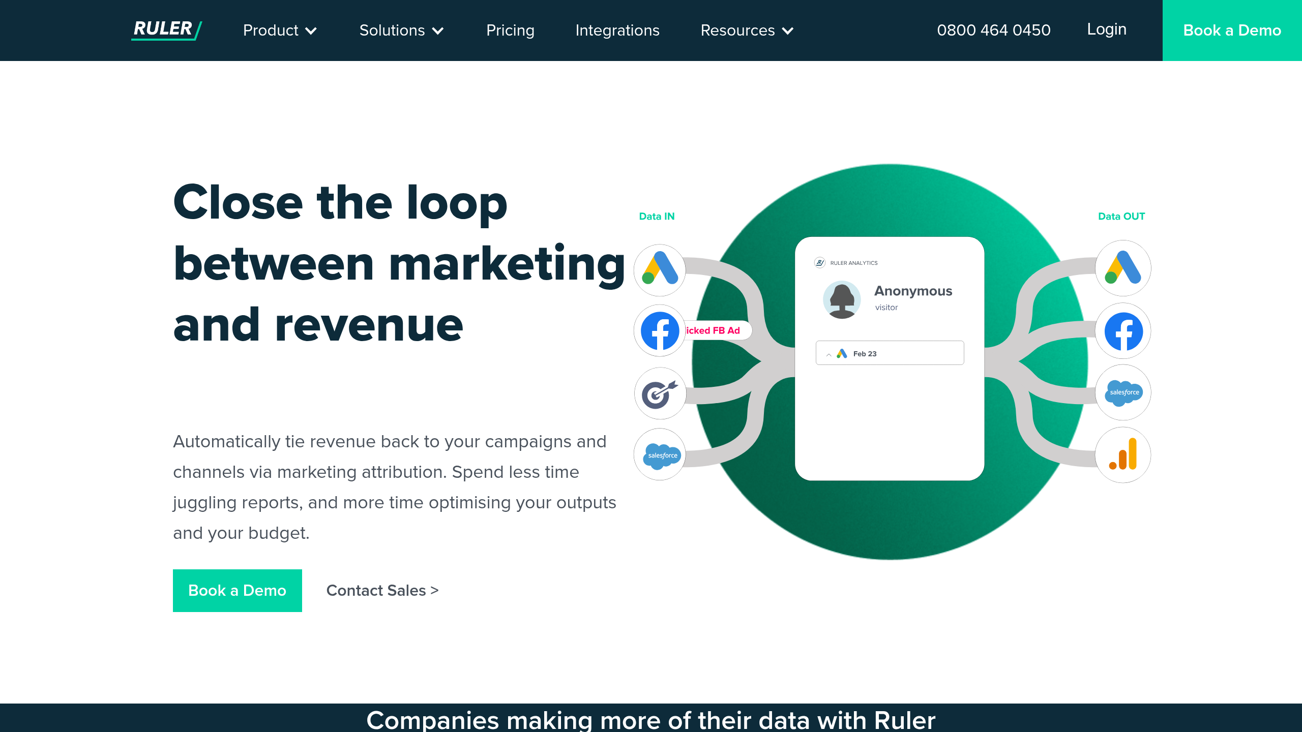 Screenshot of Ruleranalytics website homepage