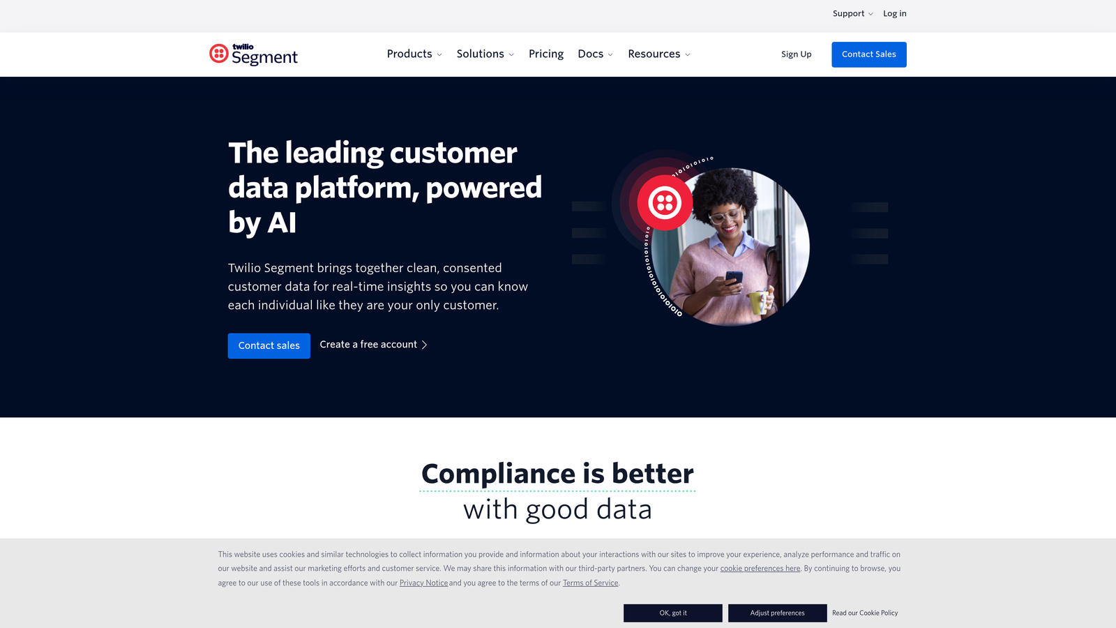 Screenshot of Segment website homepage