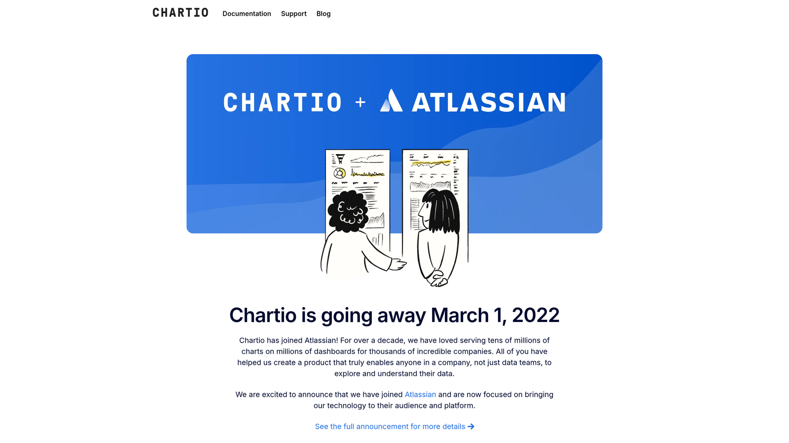 Screenshot of Chartio website homepage