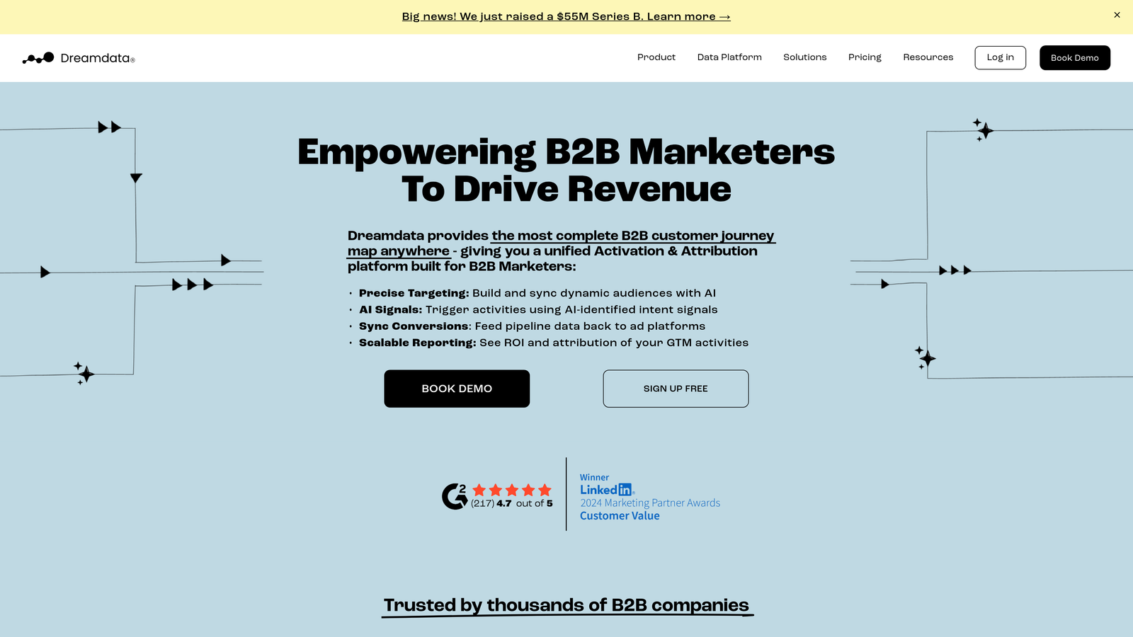 Screenshot of Dreamdata website