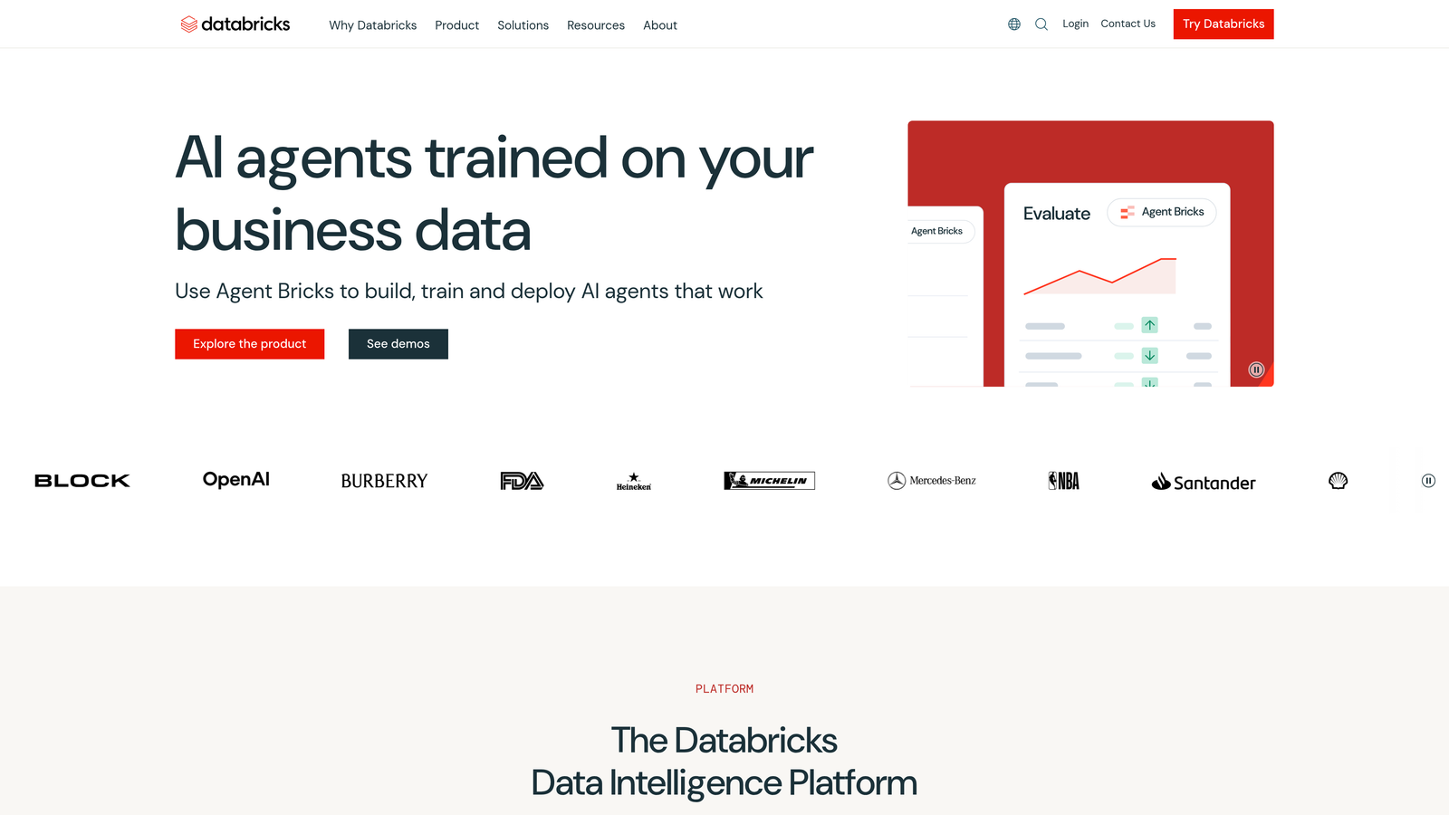Screenshot of Databricks website