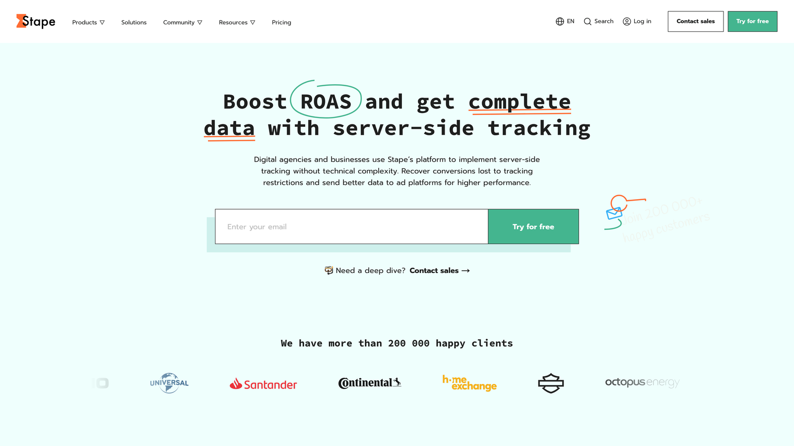 Screenshot of Stape website
