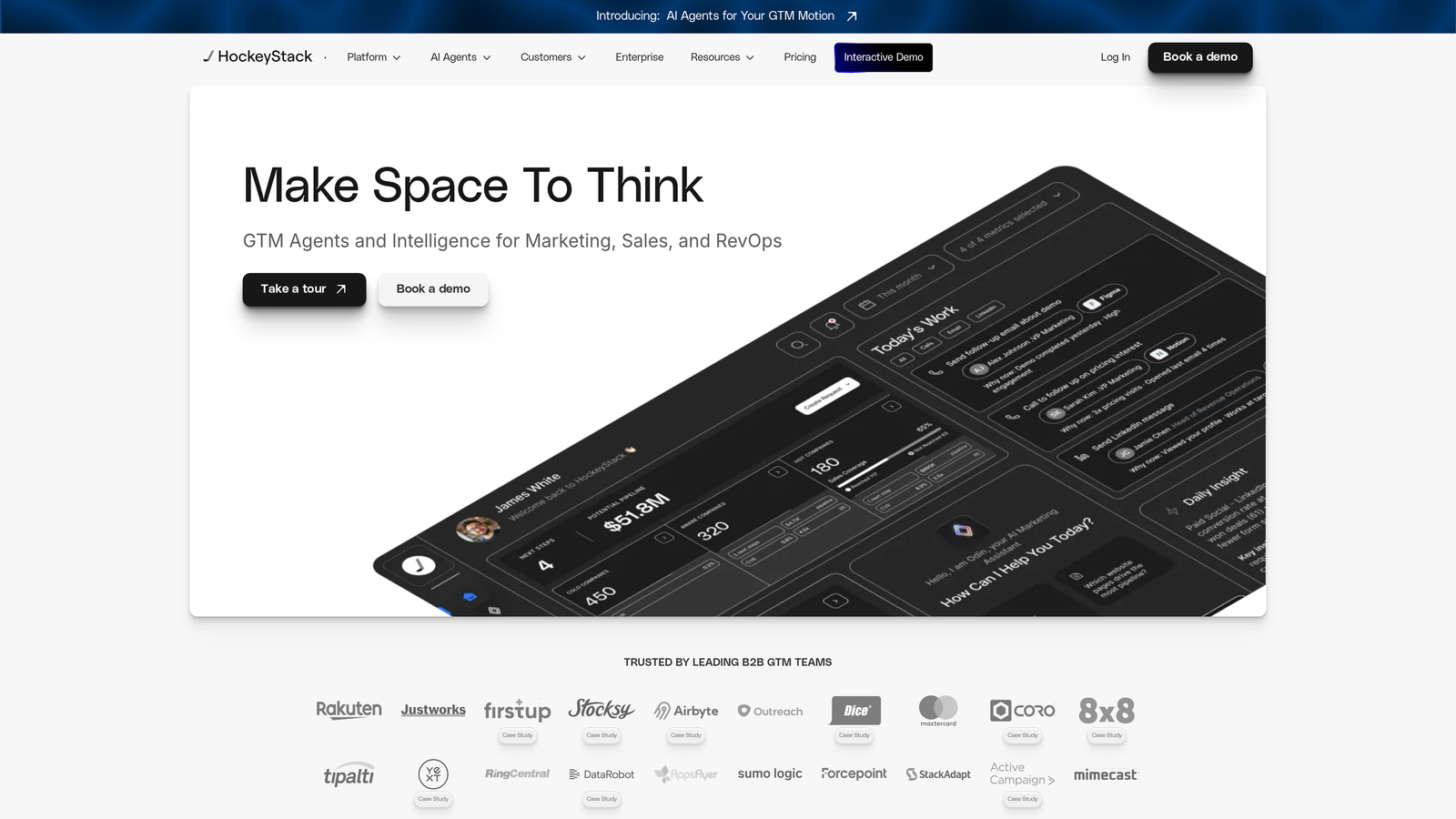 Screenshot of HockeyStack website