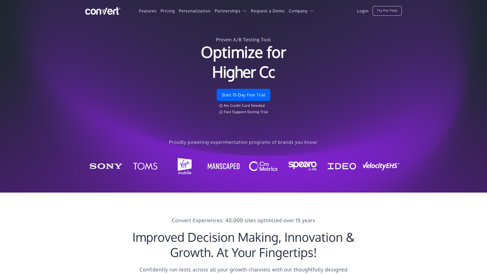 Screenshot of Convert website