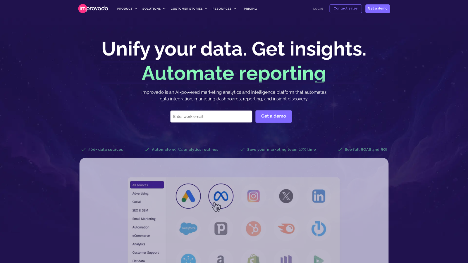 Screenshot of Improvado website