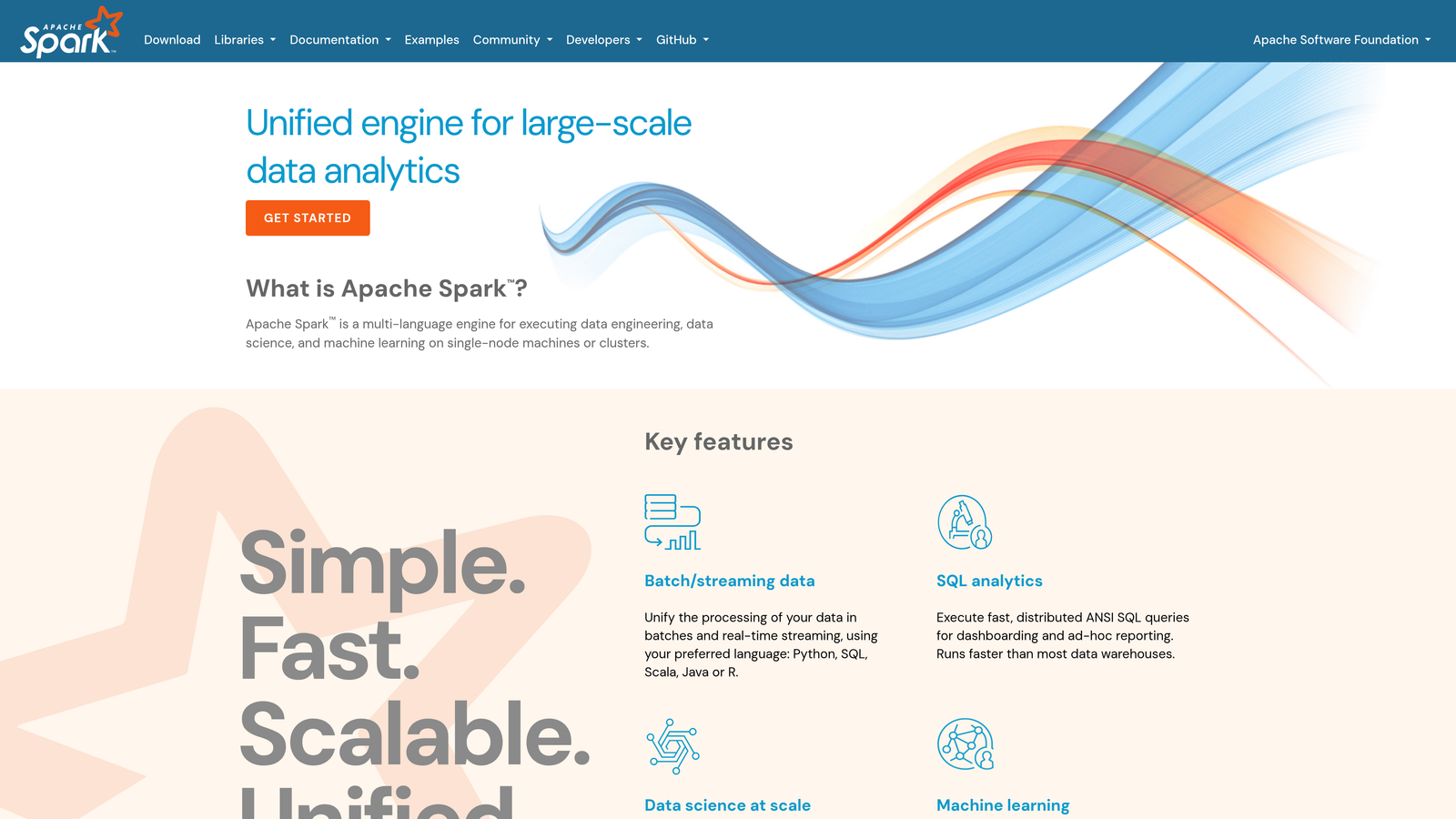 Screenshot of Apache Spark website