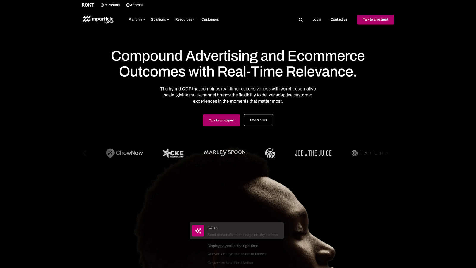 Screenshot of mParticle website