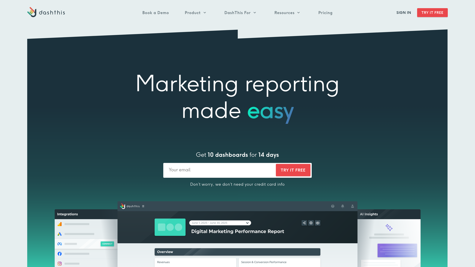 Screenshot of DashThis website