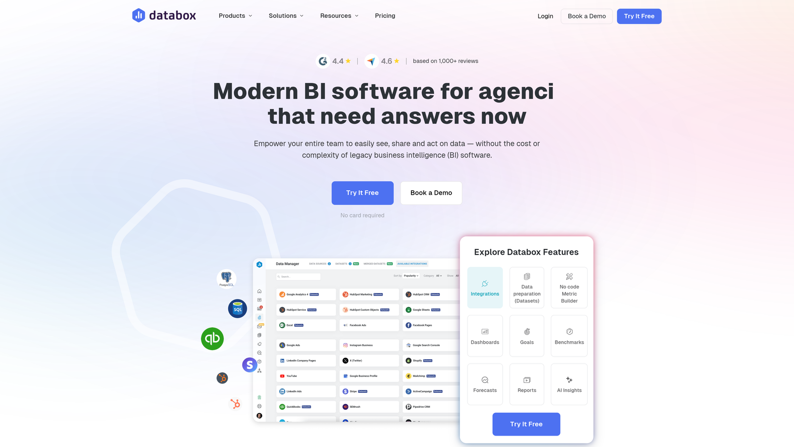 Screenshot of Databox website