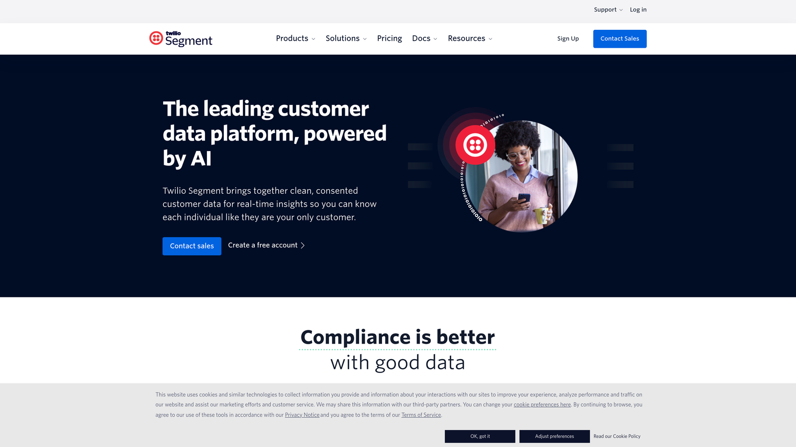 Screenshot of Segment website