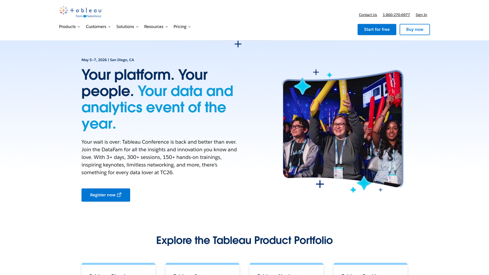 Screenshot of Tableau website