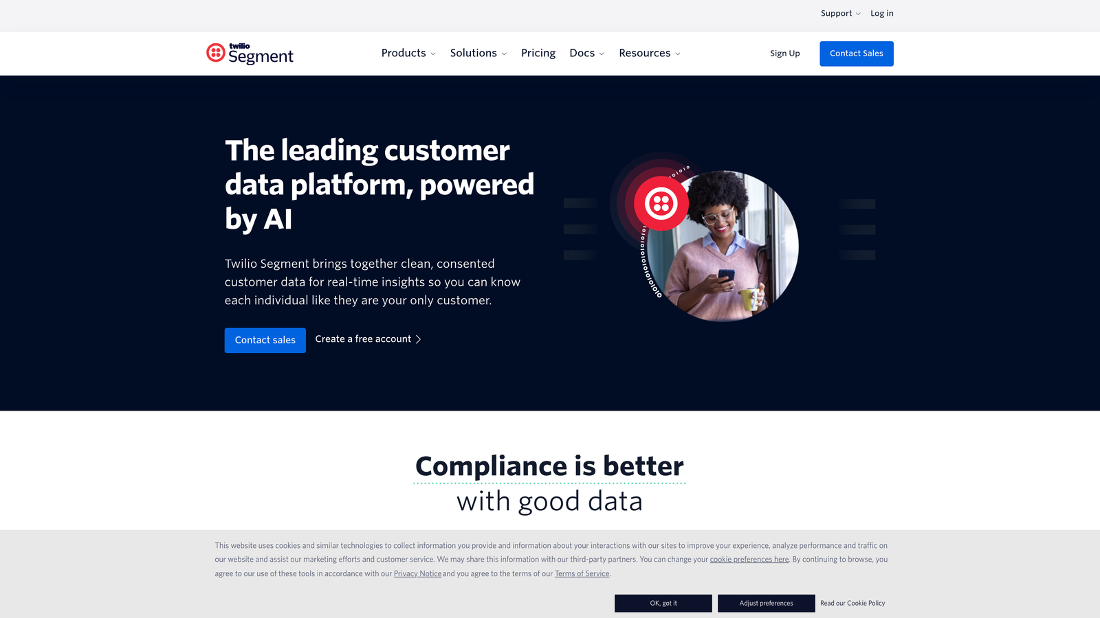 Screenshot of Segment website