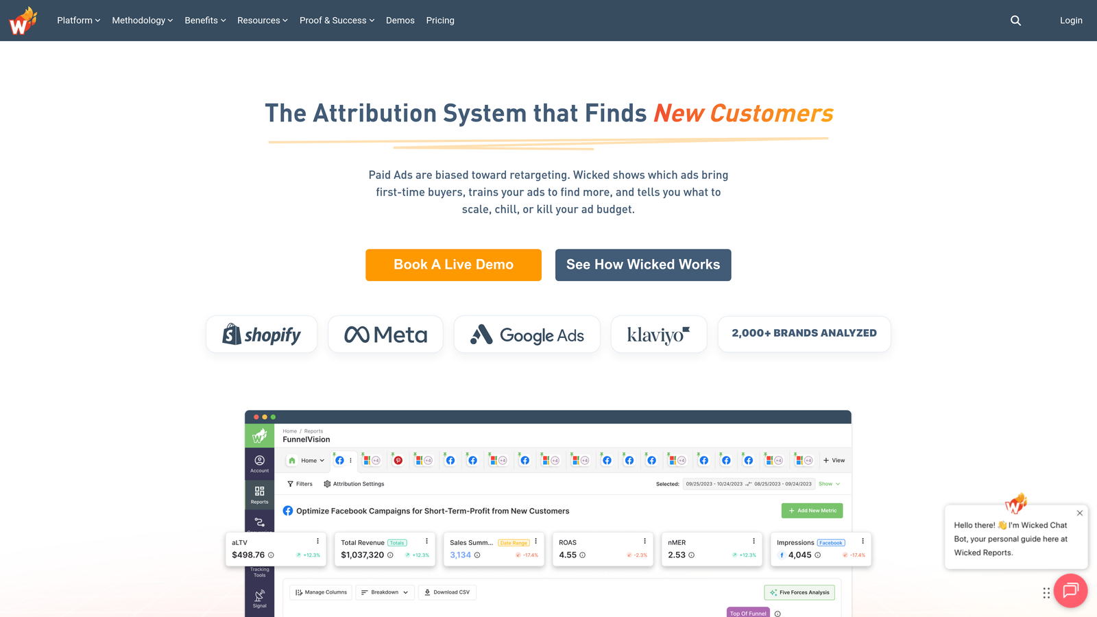 Screenshot of Wicked Reports website