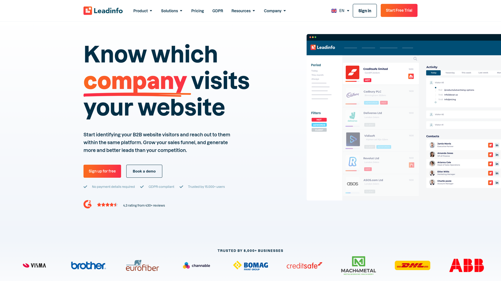 Screenshot of Visitor Queue website