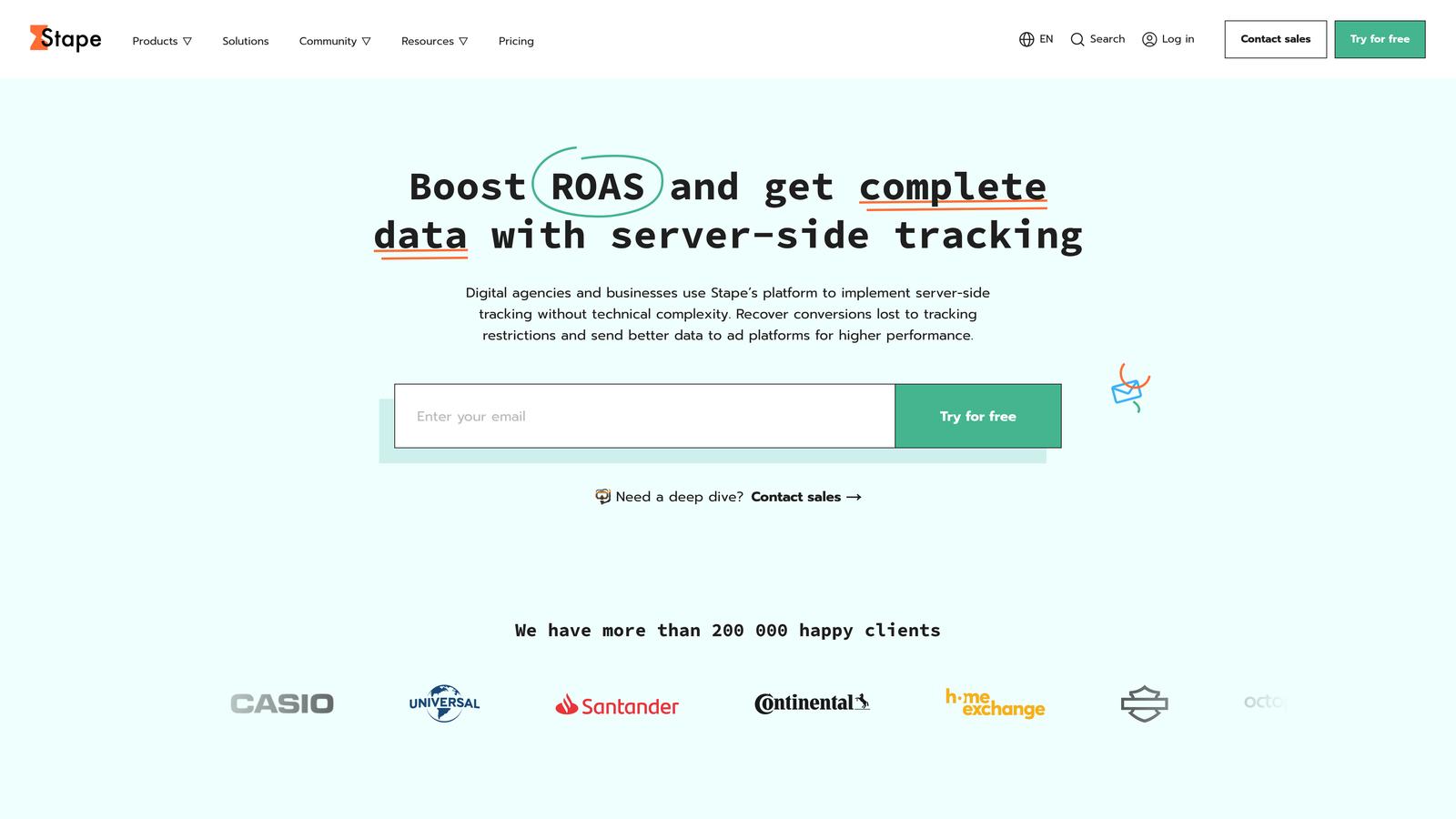 Screenshot of Stape website