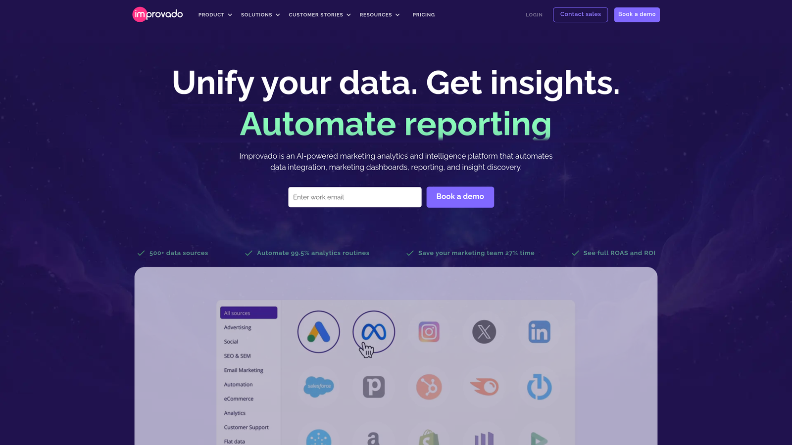 Screenshot of Improvado website