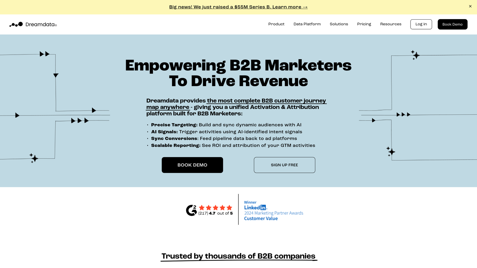 Screenshot of Dreamdata website