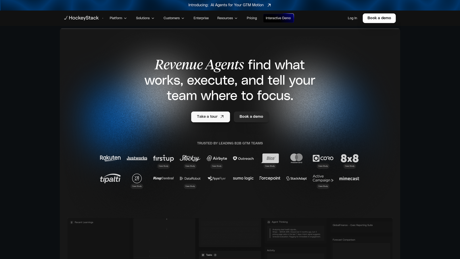 Screenshot of HockeyStack website