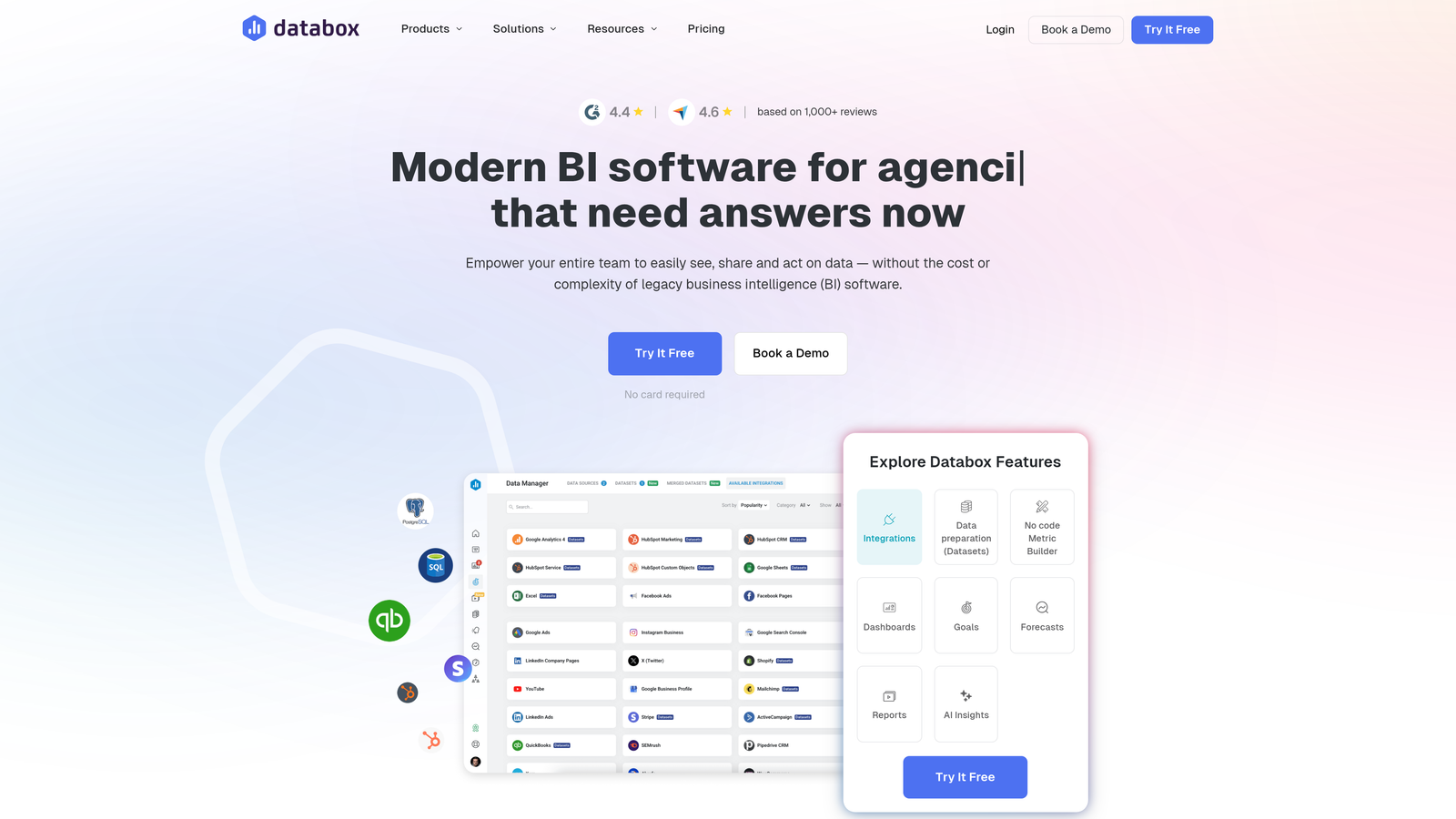 Screenshot of Databox website