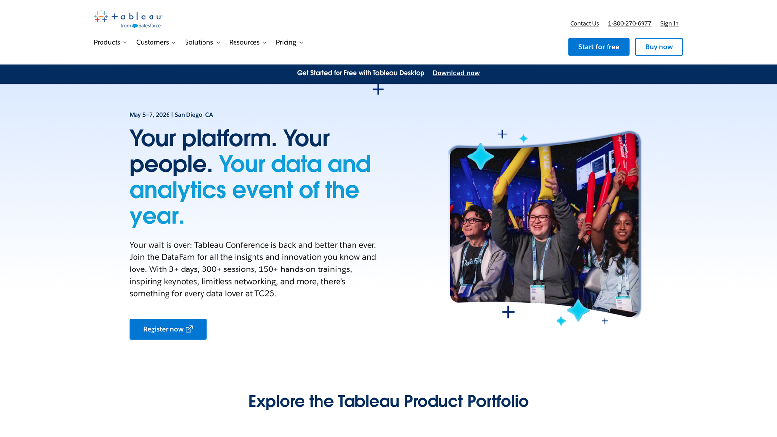 Screenshot of Tableau website