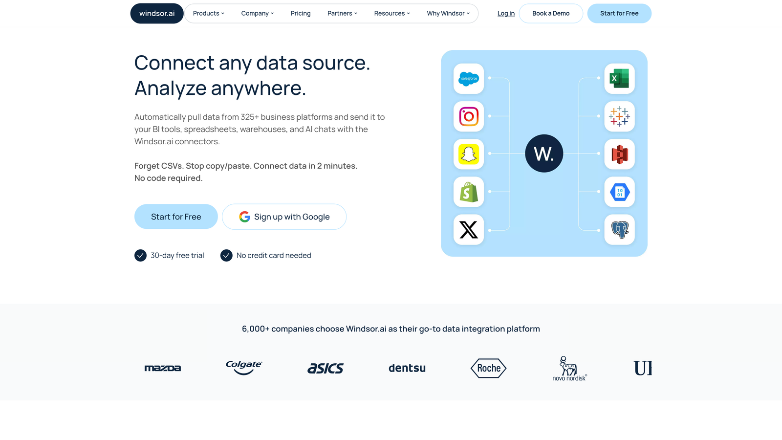 Screenshot of Windsor.ai website