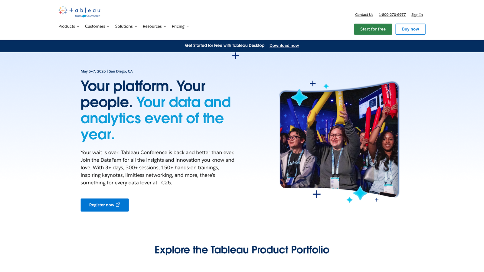 Screenshot of Tableau website