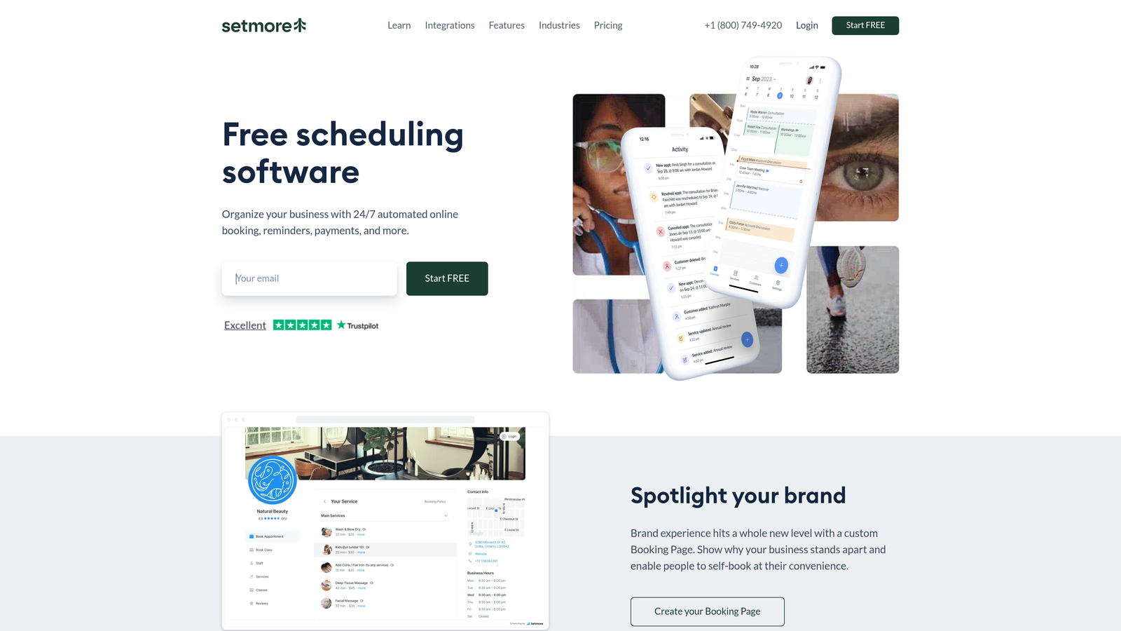 Screenshot of Setmore website