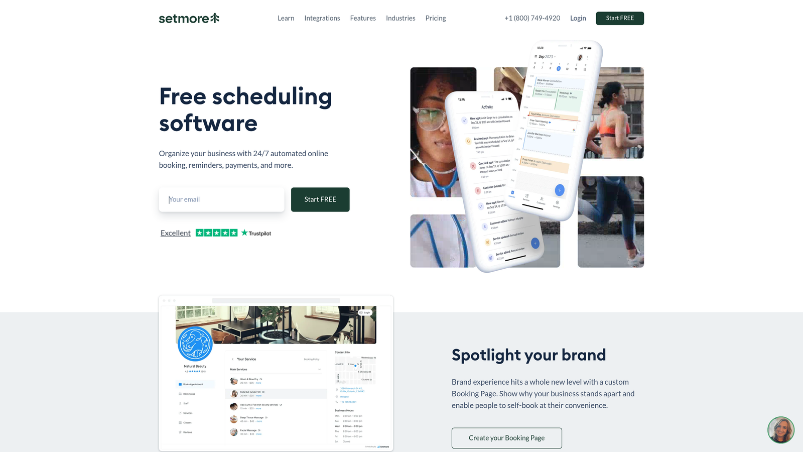 Screenshot of Setmore website
