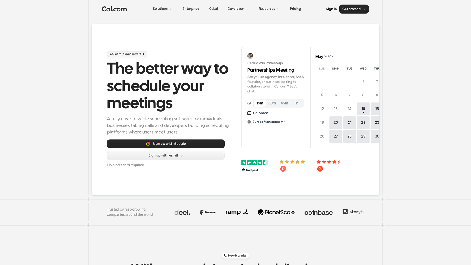 Screenshot of Cal.com website