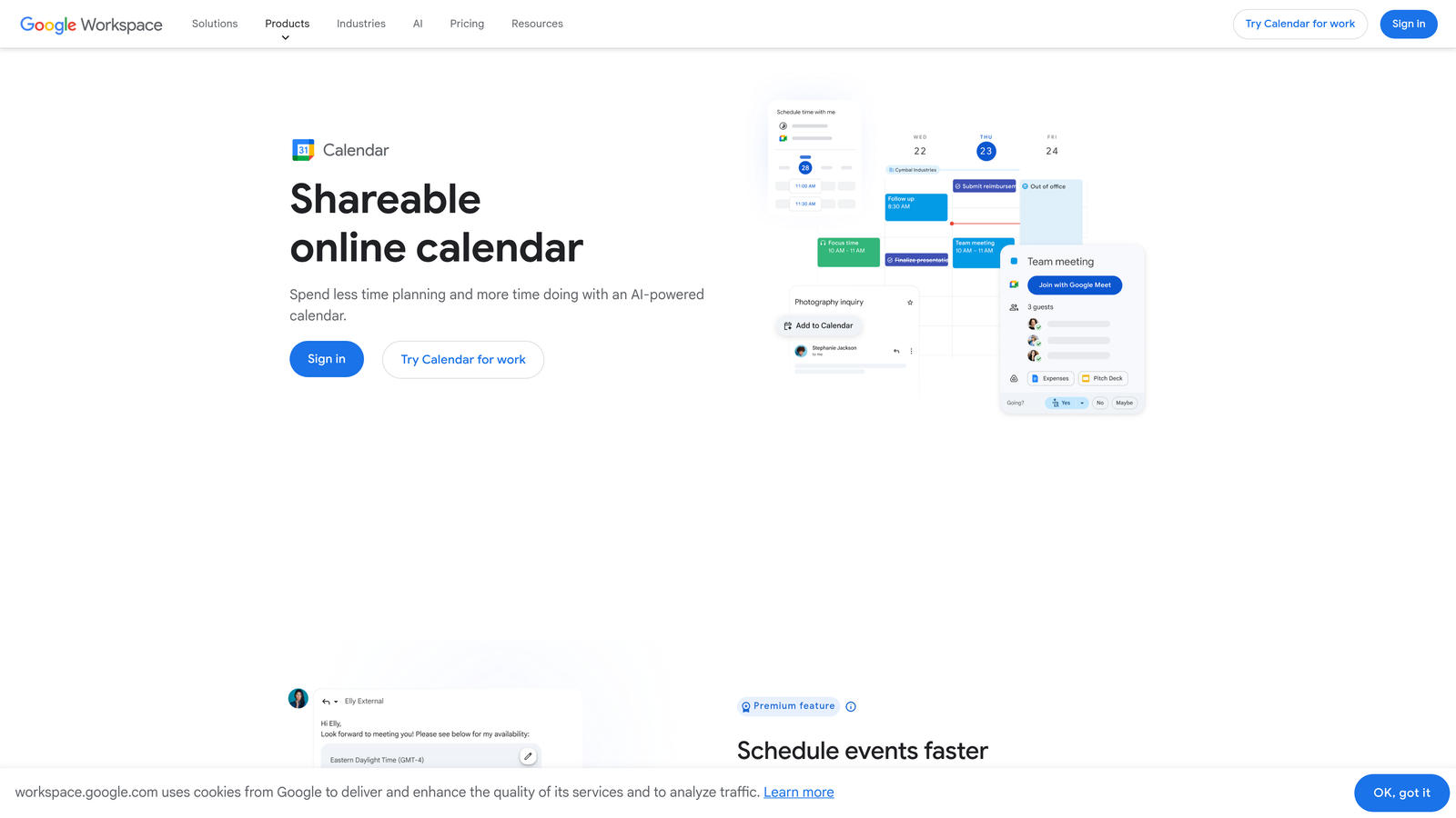 Screenshot of Google Calendar Appointment Scheduling website