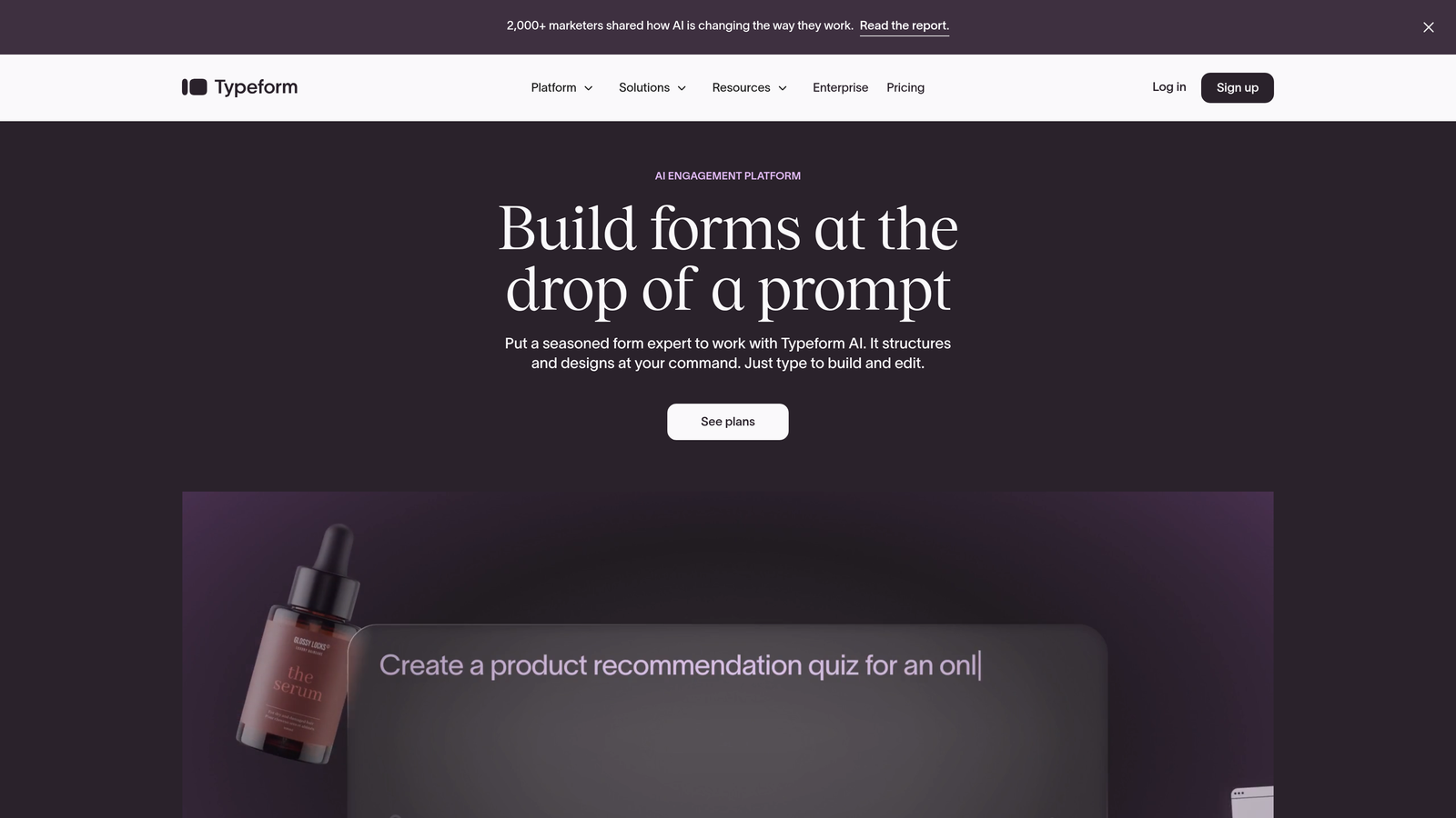 Screenshot of Typeform website