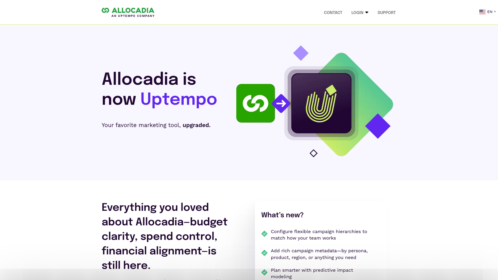 Screenshot of Allocadia website
