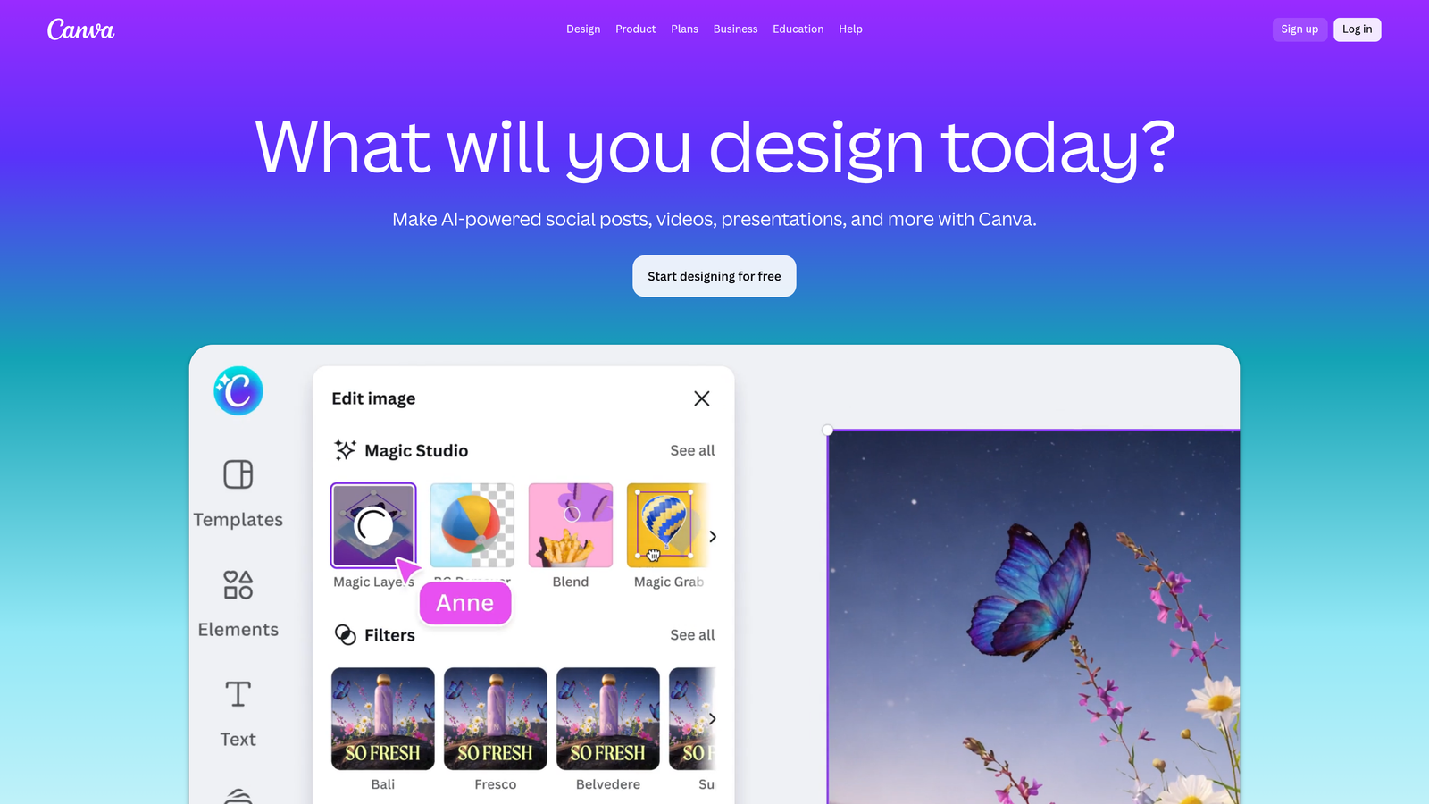Screenshot of Canva Magic Studio website