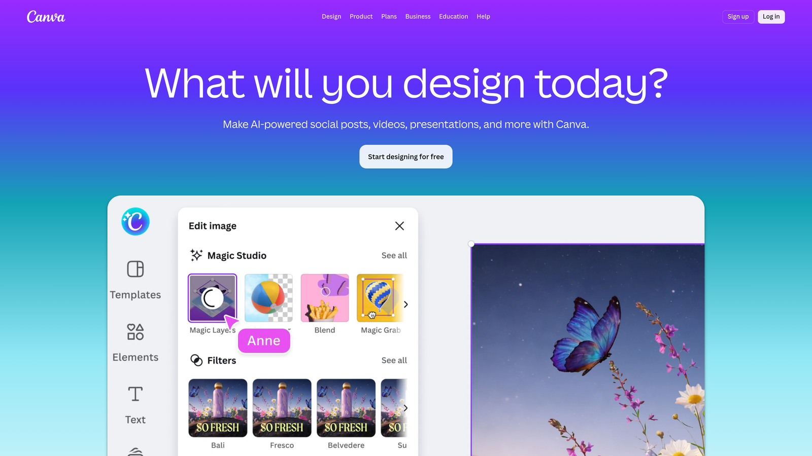 Screenshot of Canva Magic Studio website