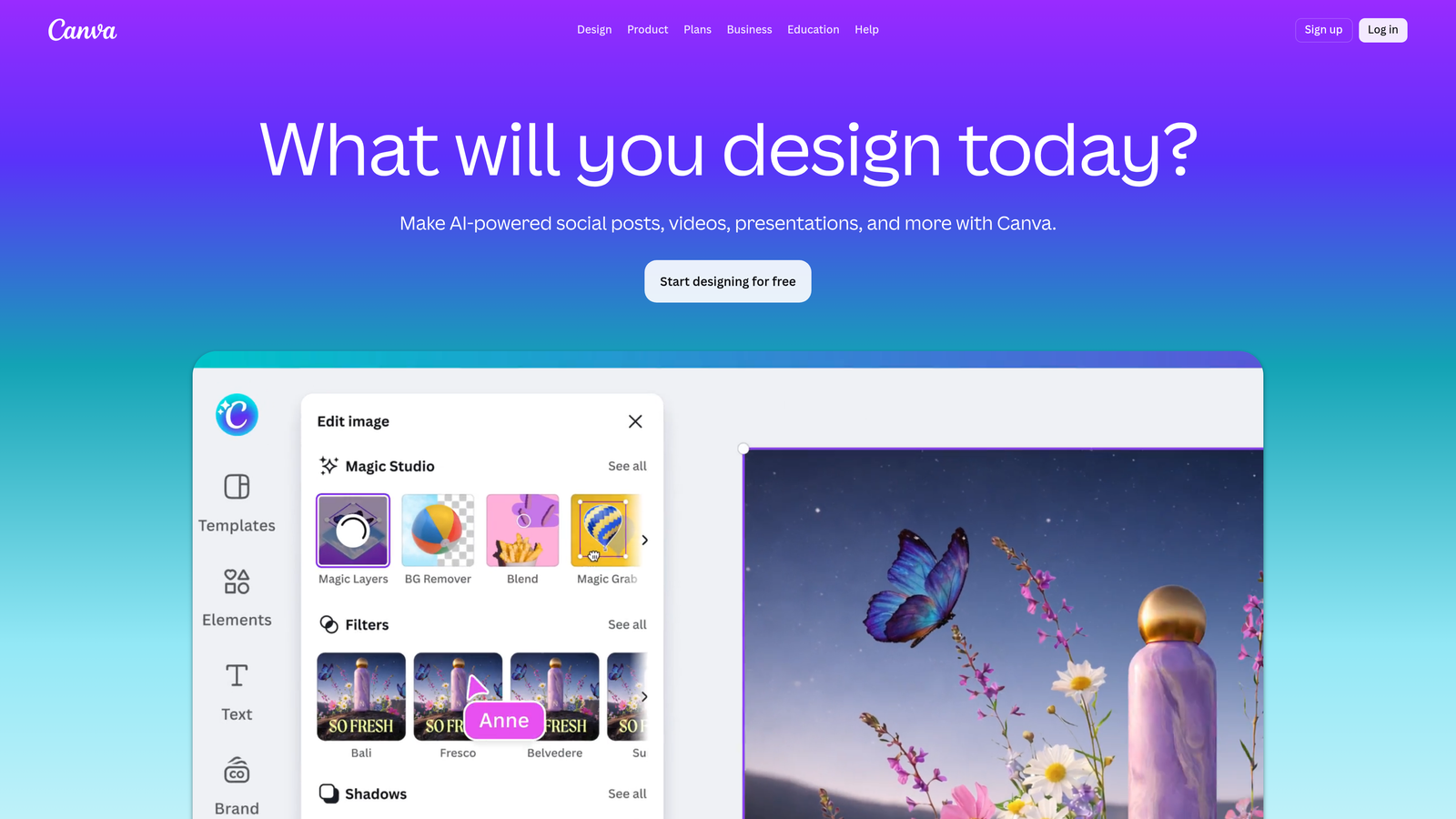 Screenshot of Canva Magic Studio website