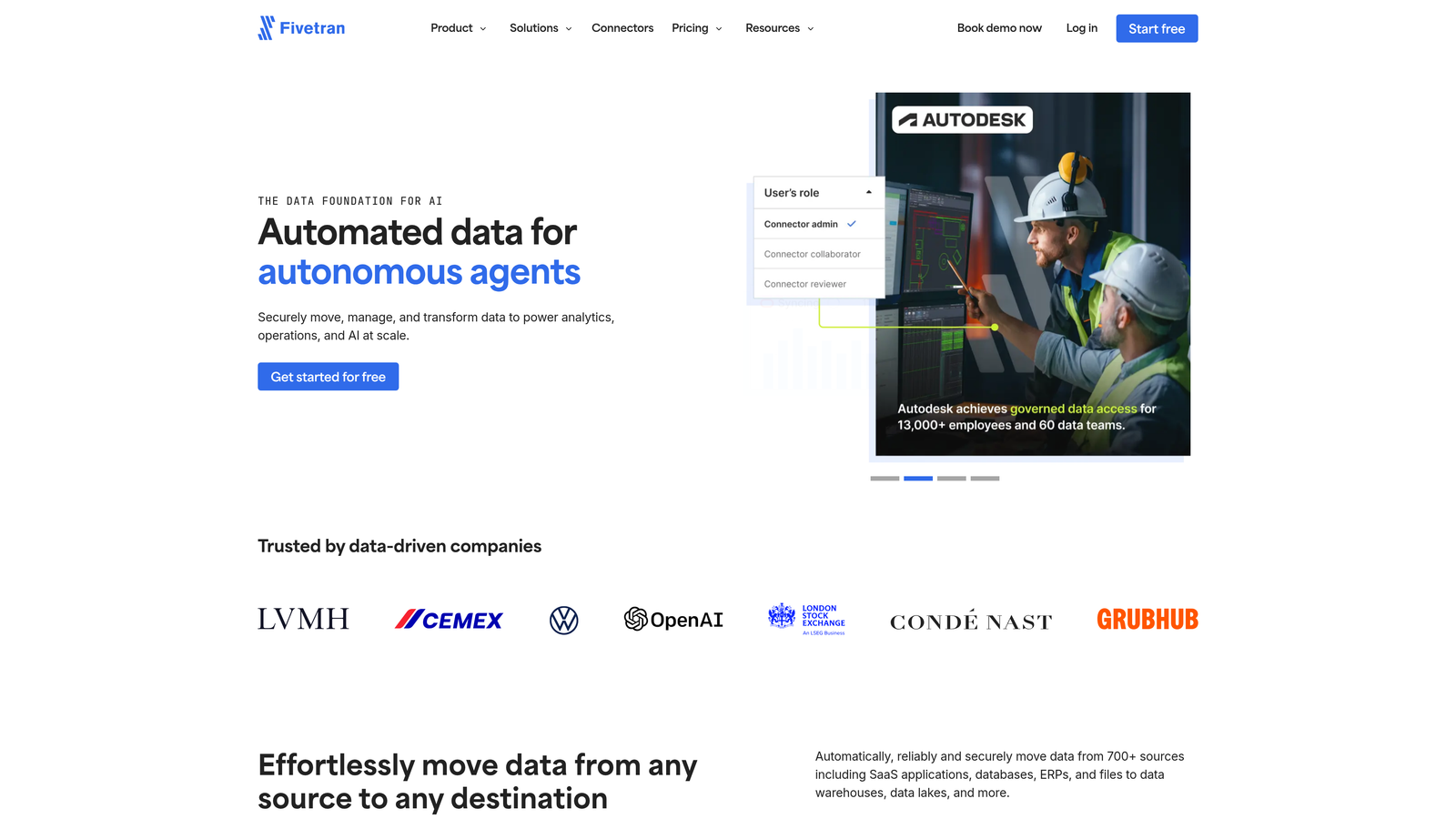Screenshot of Fivetran website