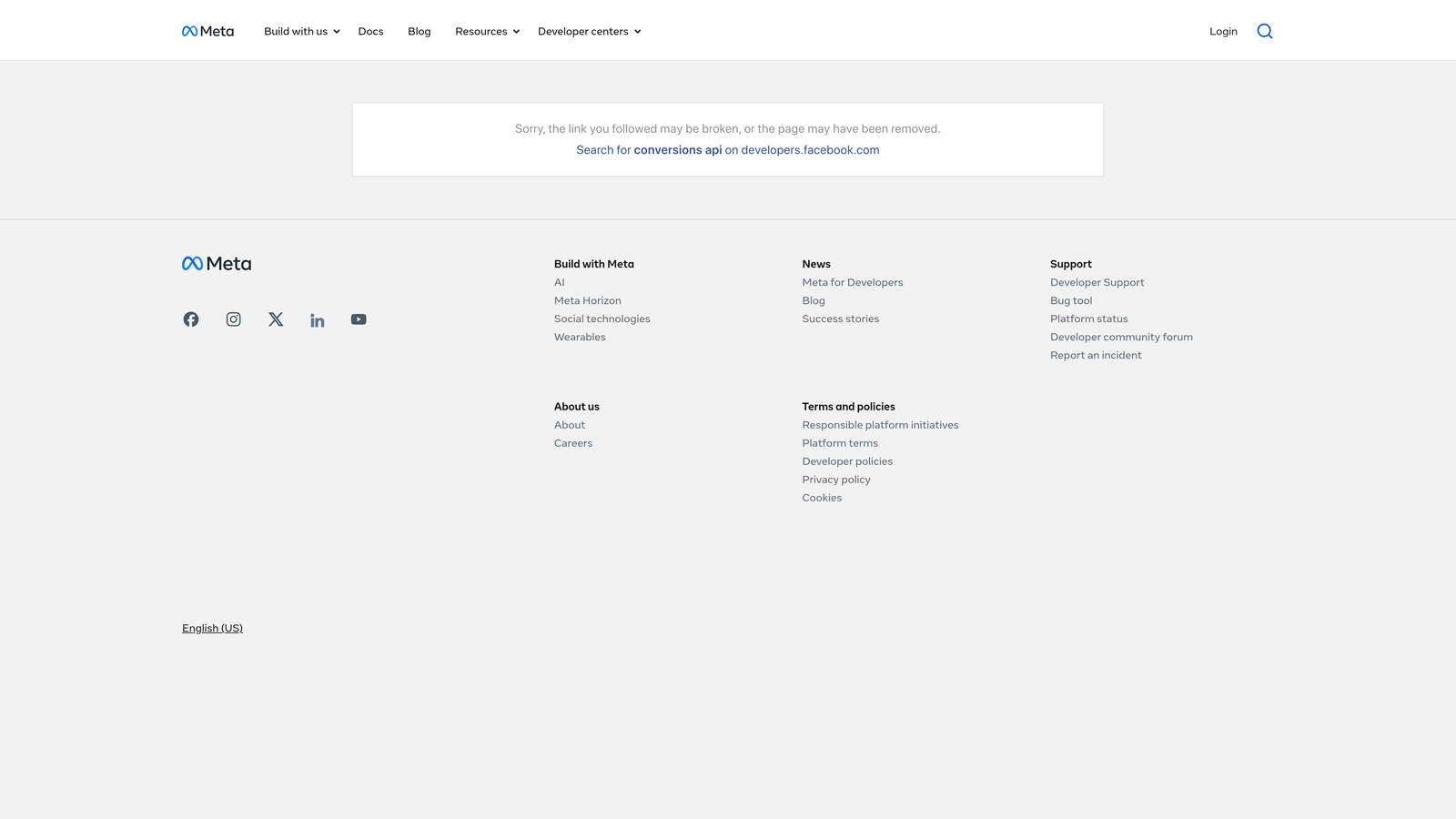 Screenshot of Meta Conversions API website