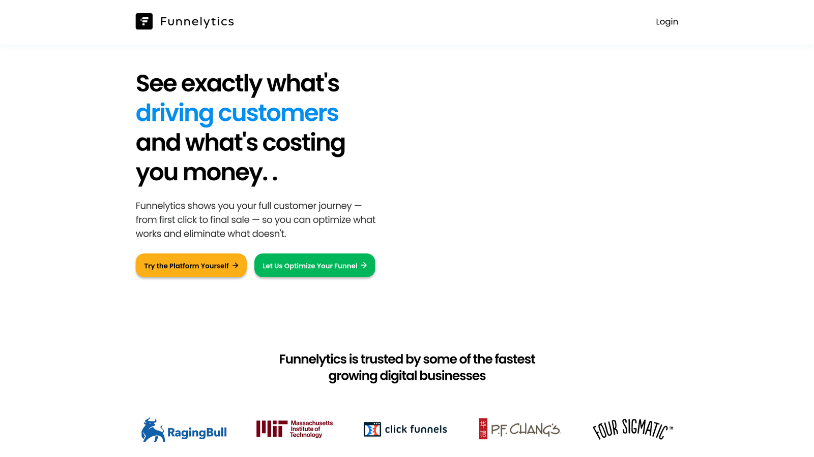 Screenshot of Funnelytics website