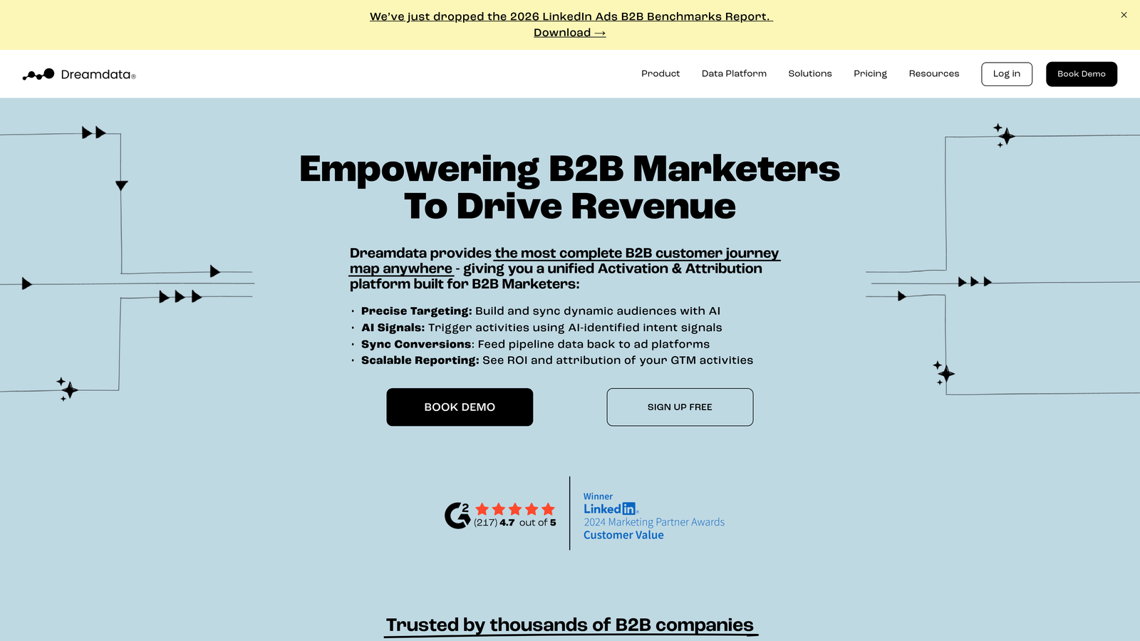 Screenshot of Dreamdata website
