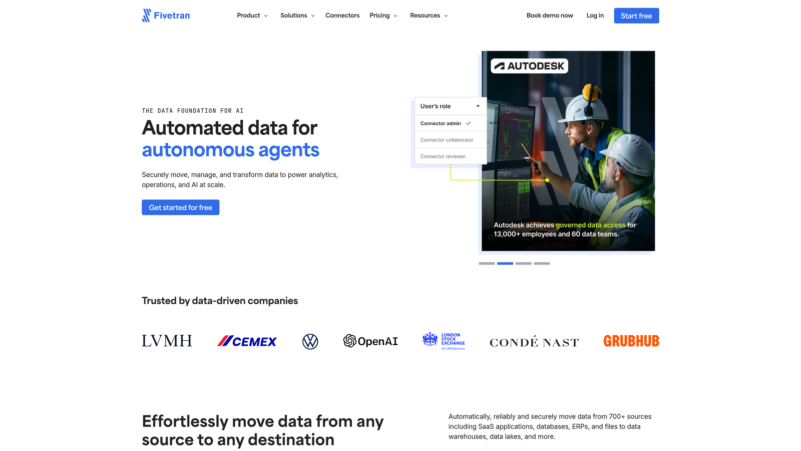 Screenshot of Fivetran website