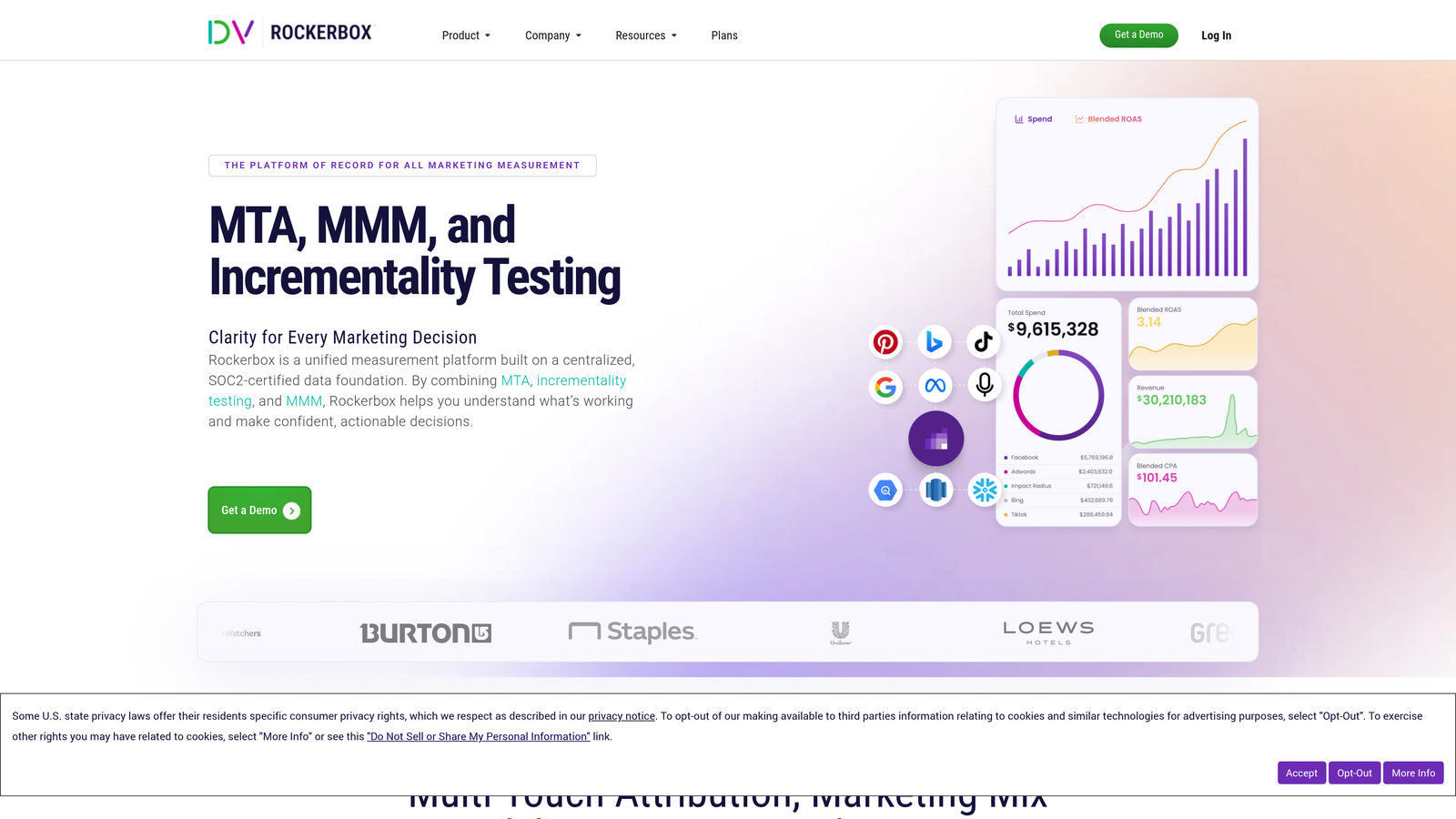 Screenshot of Rockerbox website