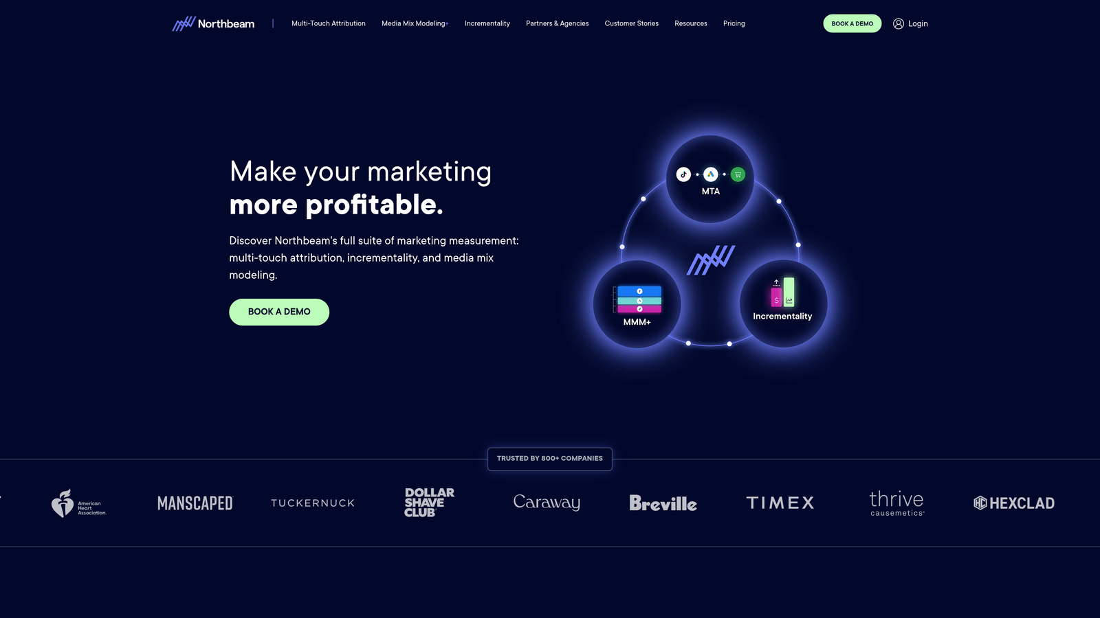 Screenshot of Northbeam website