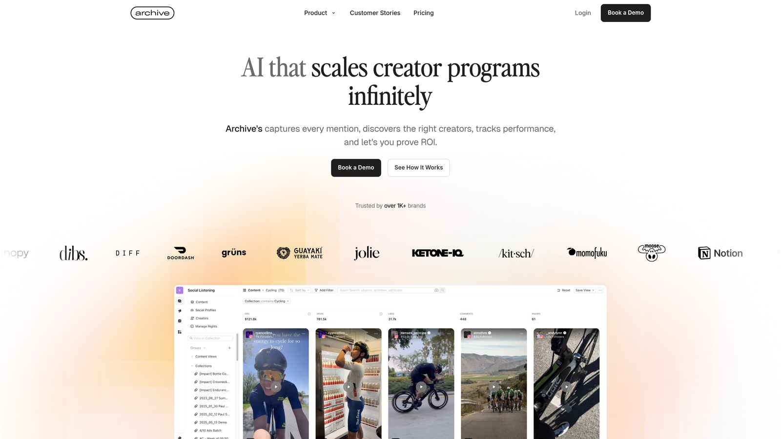 Screenshot of Archive website