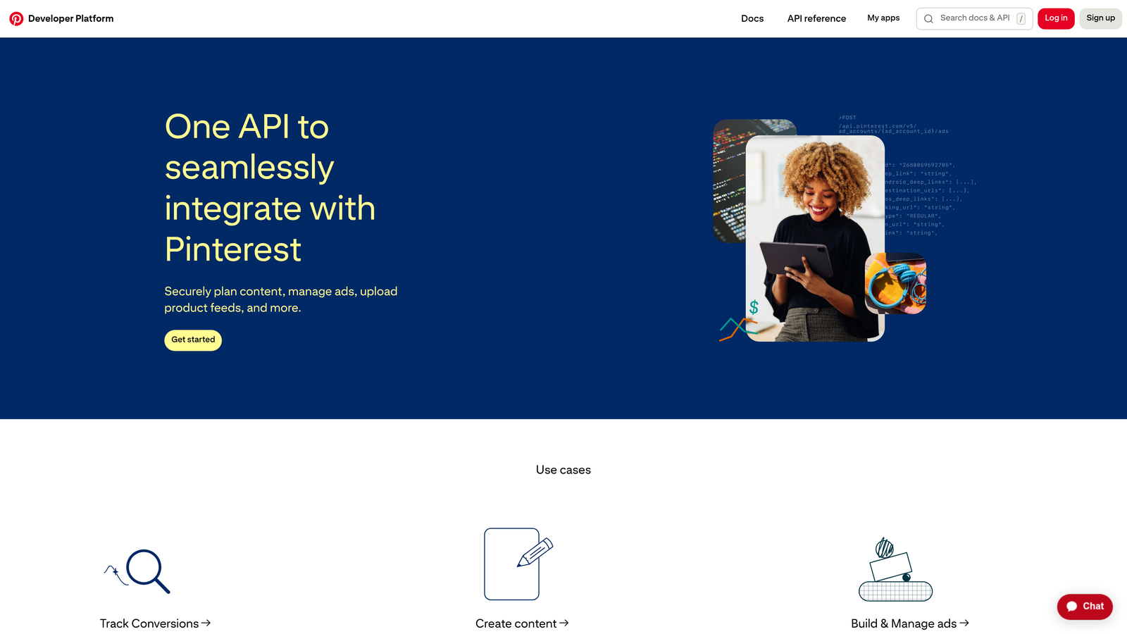 Screenshot of Pinterest Conversions API website