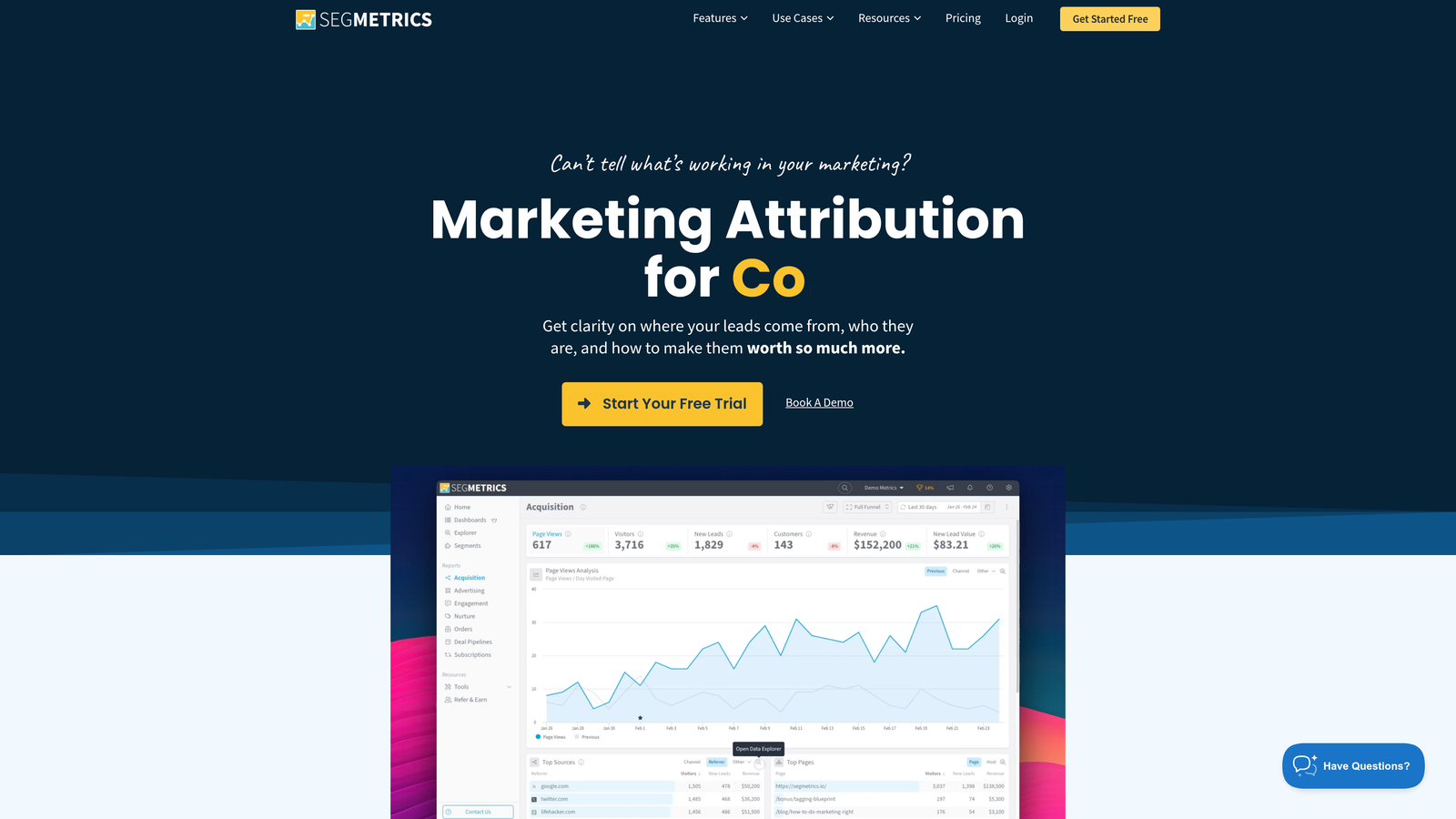 Screenshot of SegMetrics website