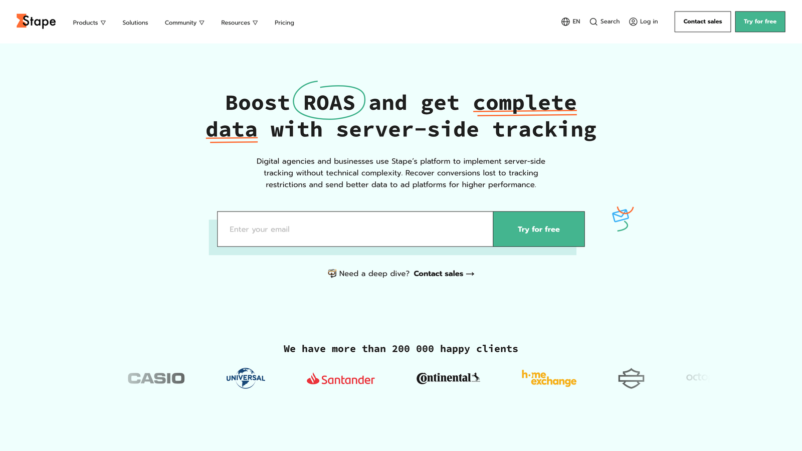 Screenshot of Stape website
