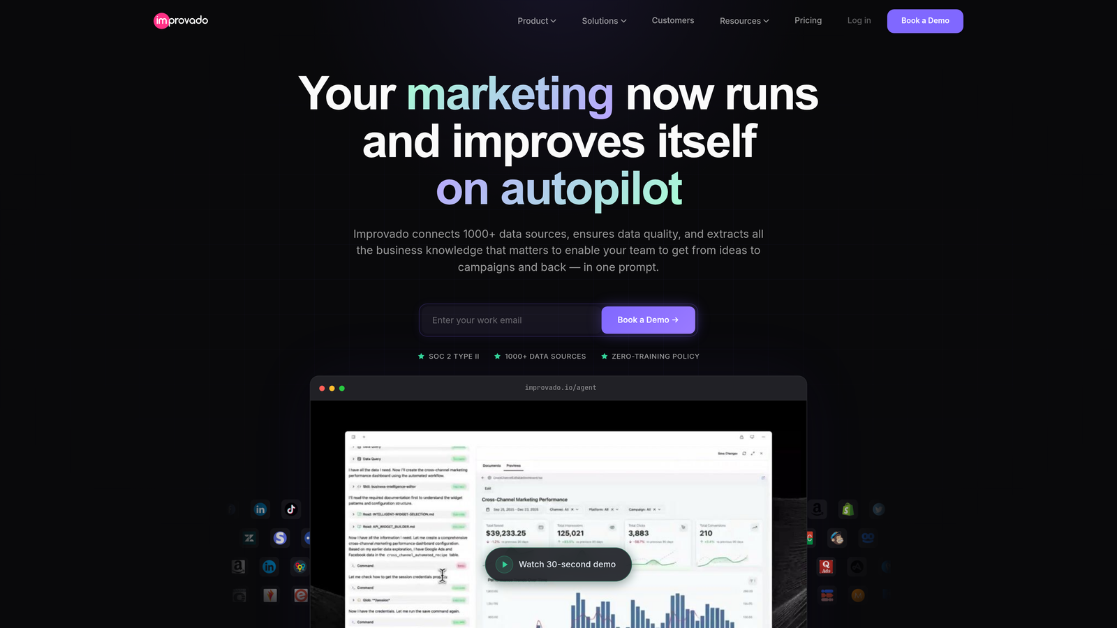Screenshot of Improvado website